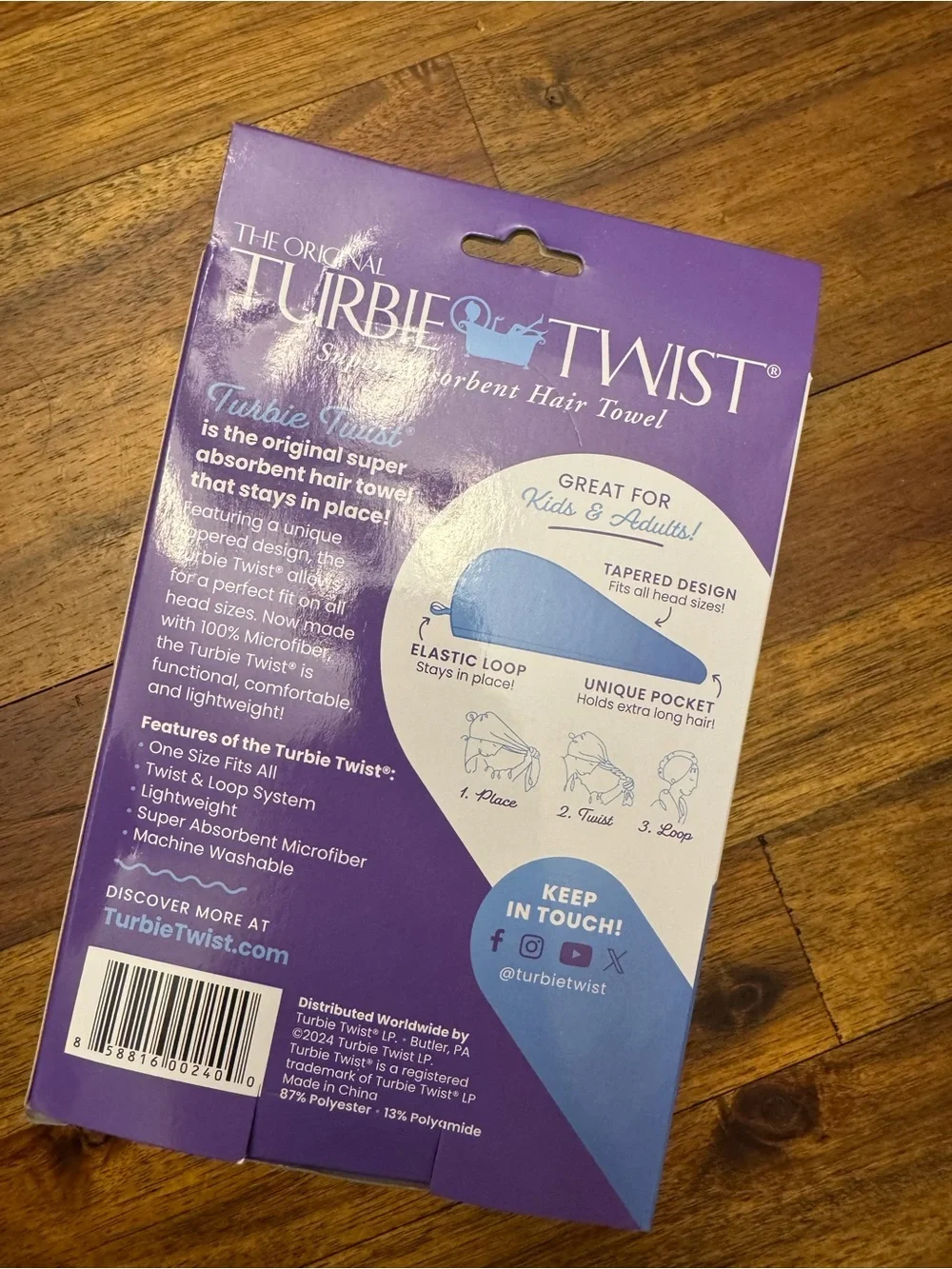 Turbie Twist Microfiber Hair Towel in Aqua Blue - Kids